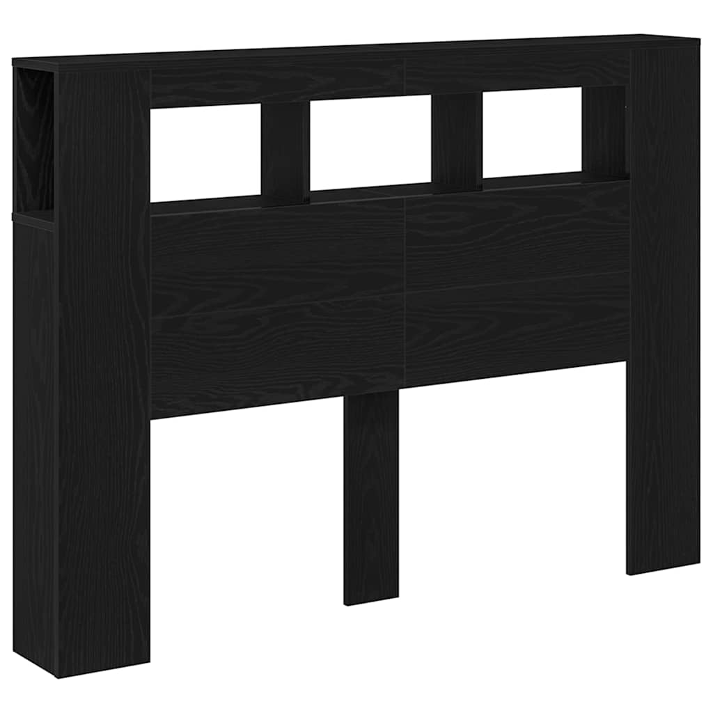 vidaXL Wezgłowie LED z paskami LED Czarny Dąb 140 x 18,5 x 103,5 cm