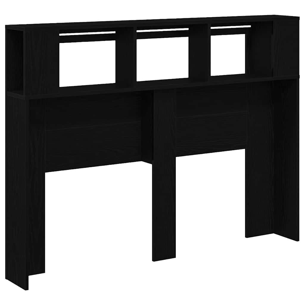 vidaXL Wezgłowie LED z paskami LED Czarny Dąb 140 x 18,5 x 103,5 cm