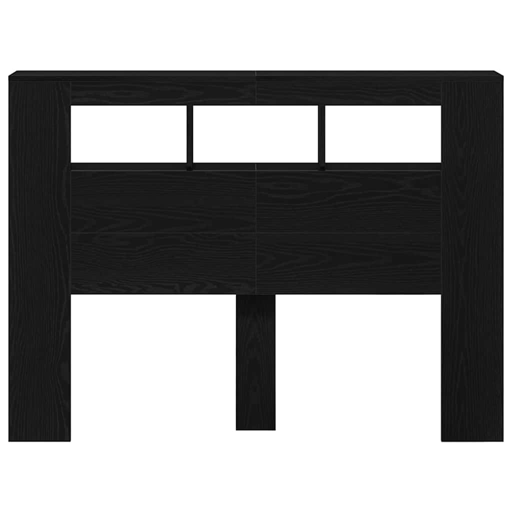 vidaXL Wezgłowie LED z paskami LED Czarny Dąb 140 x 18,5 x 103,5 cm