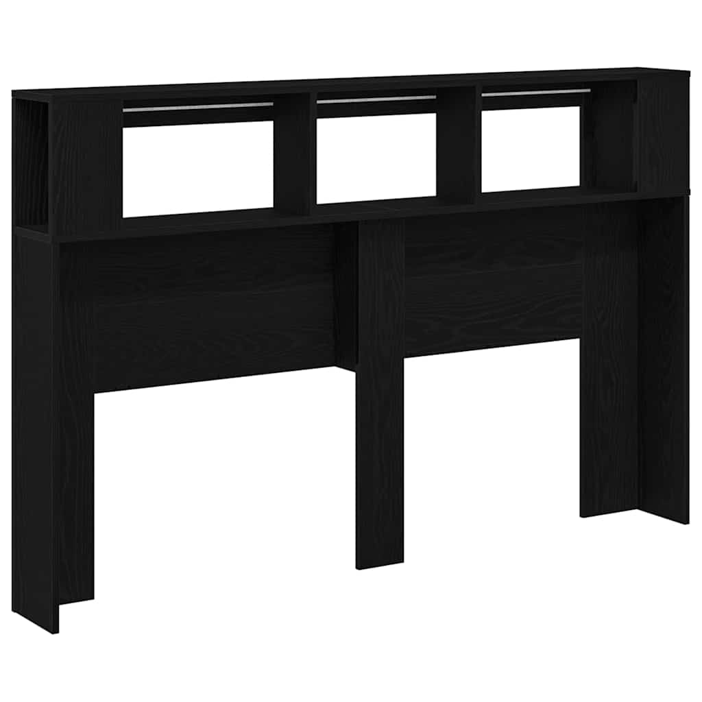vidaXL Wezgłowie LED z paskami LED Czarny Dąb 160 x 18,5 x 103,5 cm