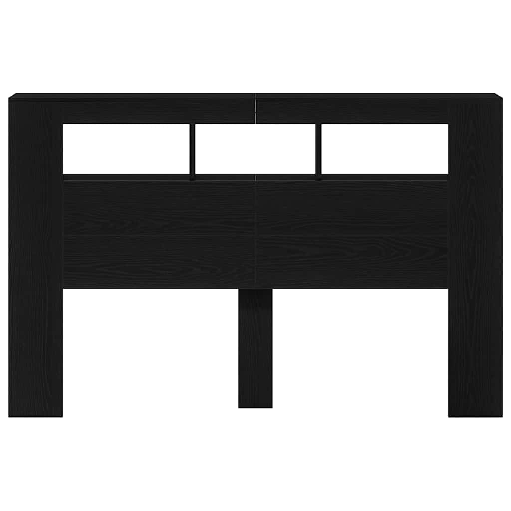 vidaXL Wezgłowie LED z paskami LED Czarny Dąb 160 x 18,5 x 103,5 cm