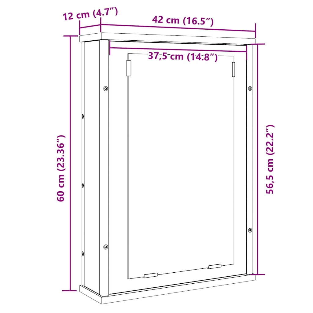 vidaXL Szafka łazienkowa z lustrem, stare drewno, 42x12x60 cm