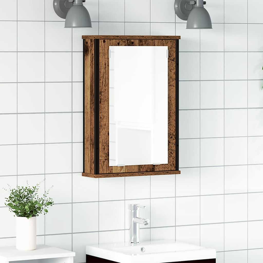 vidaXL Szafka łazienkowa z lustrem, stare drewno, 42x12x60 cm