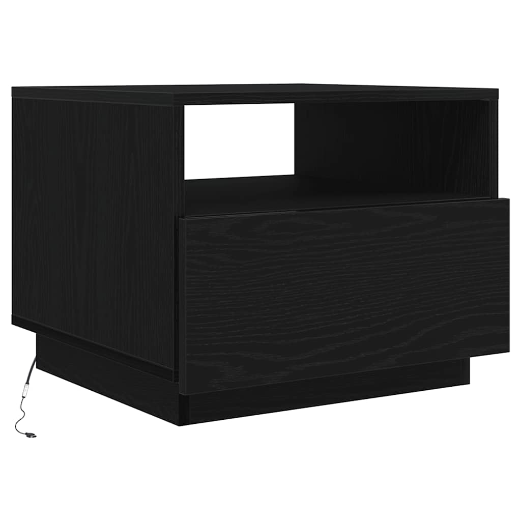 vidaXL Stolik kawowy z podświetleniem LED, czarny dąb, 50x49x40 cm