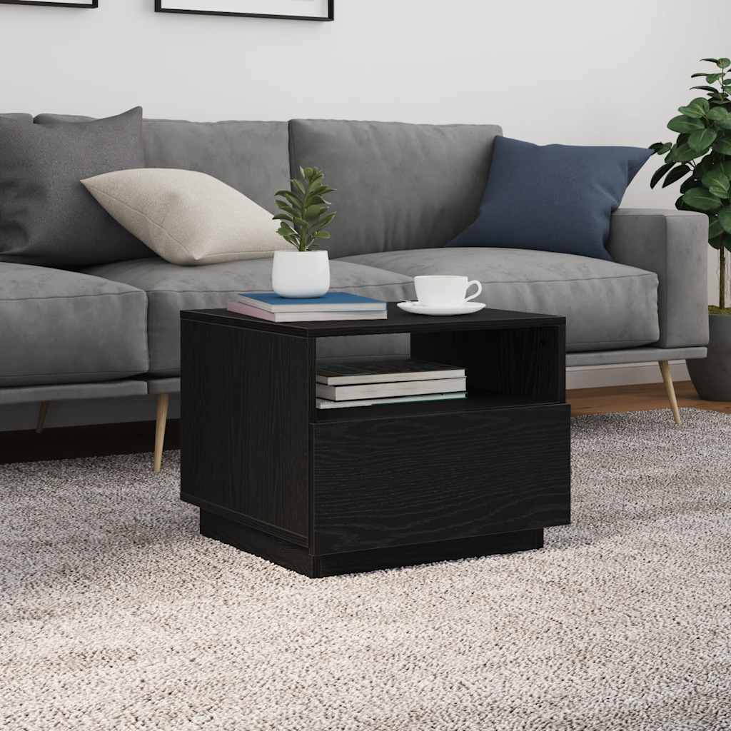 vidaXL Stolik kawowy z podświetleniem LED, czarny dąb, 50x49x40 cm