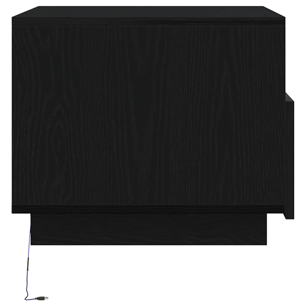 vidaXL Stolik kawowy z podświetleniem LED, czarny dąb, 50x49x40 cm