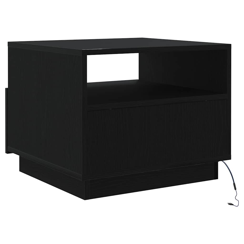 vidaXL Stolik kawowy z podświetleniem LED, czarny dąb, 50x49x40 cm
