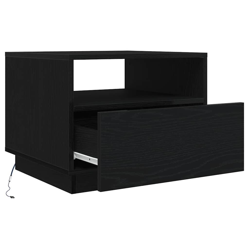 vidaXL Stolik kawowy z podświetleniem LED, czarny dąb, 50x49x40 cm