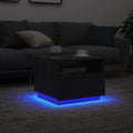 vidaXL Stolik kawowy z podświetleniem LED, czarny dąb, 50x49x40 cm