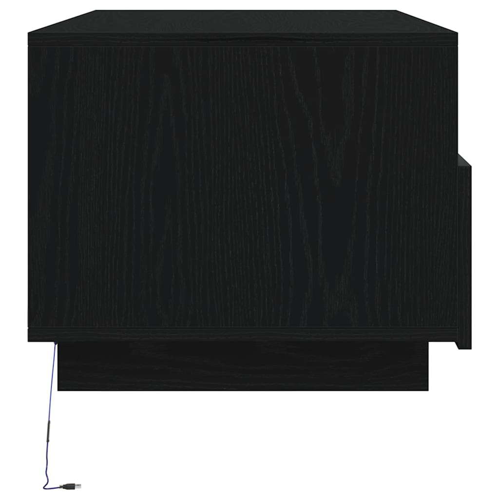 vidaXL Stolik kawowy z oświetleniem LED, czarny dąb, 90x49x40 cm