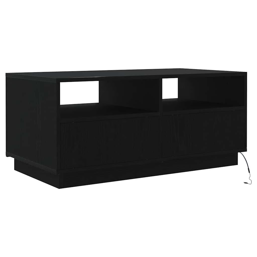 vidaXL Stolik kawowy z oświetleniem LED, czarny dąb, 90x49x40 cm