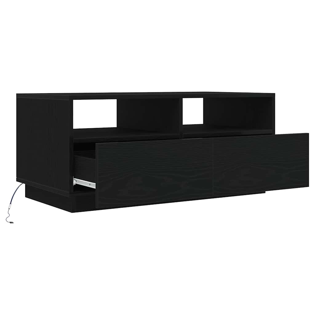vidaXL Stolik kawowy z oświetleniem LED, czarny dąb, 90x49x40 cm