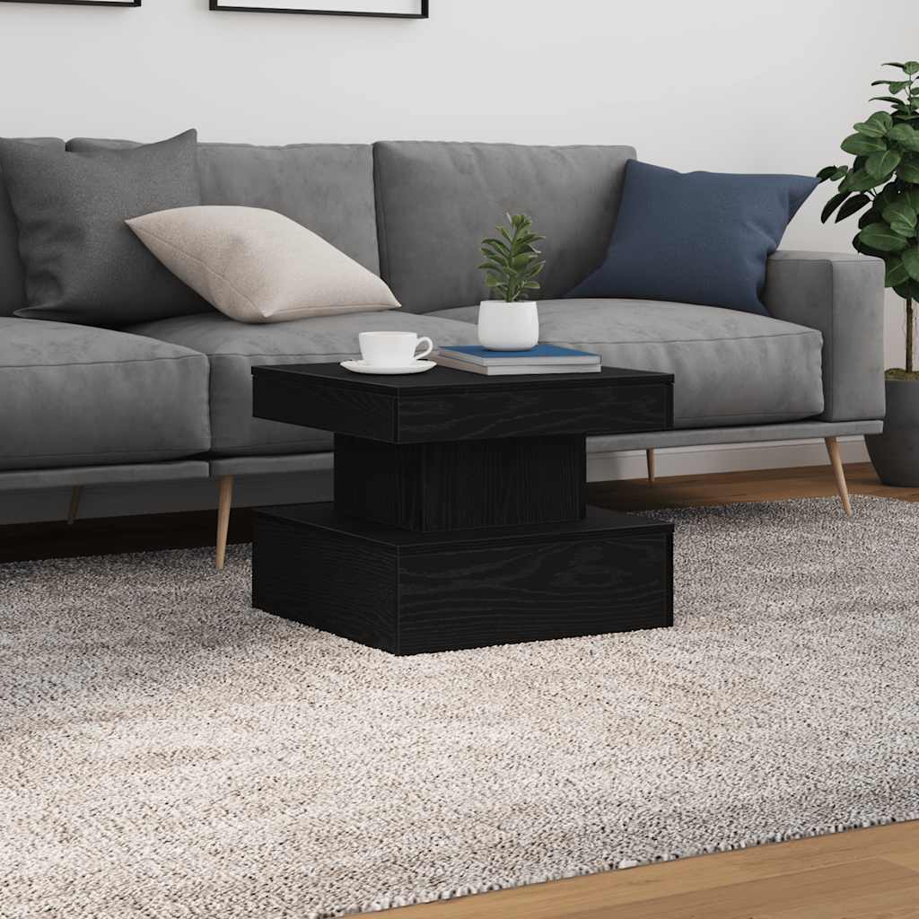 vidaXL Stolik kawowy z oświetleniem LED, czarny dąb, 50x50x40 cm