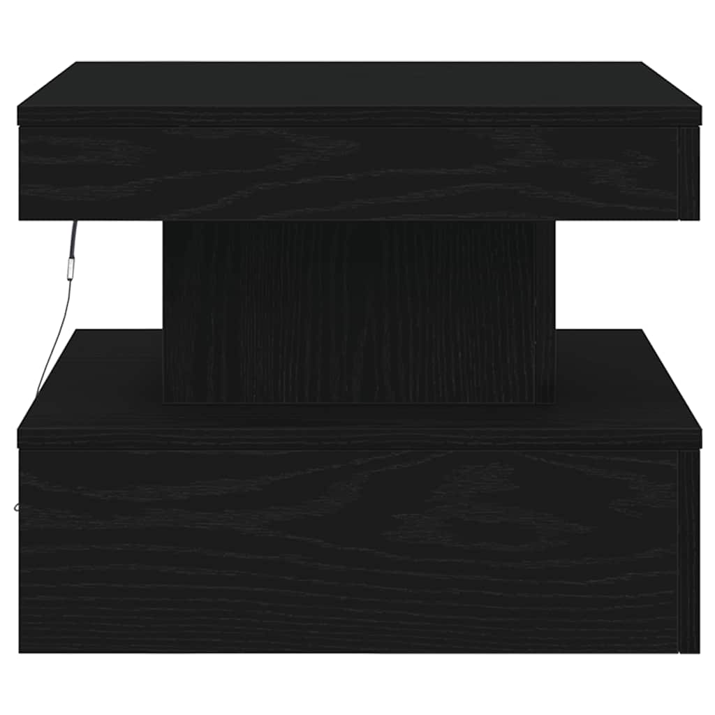 vidaXL Stolik kawowy z oświetleniem LED, czarny dąb, 50x50x40 cm