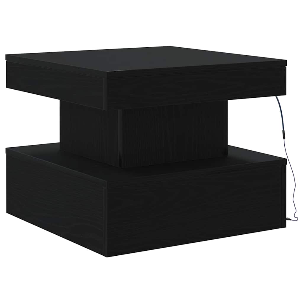 vidaXL Stolik kawowy z oświetleniem LED, czarny dąb, 50x50x40 cm