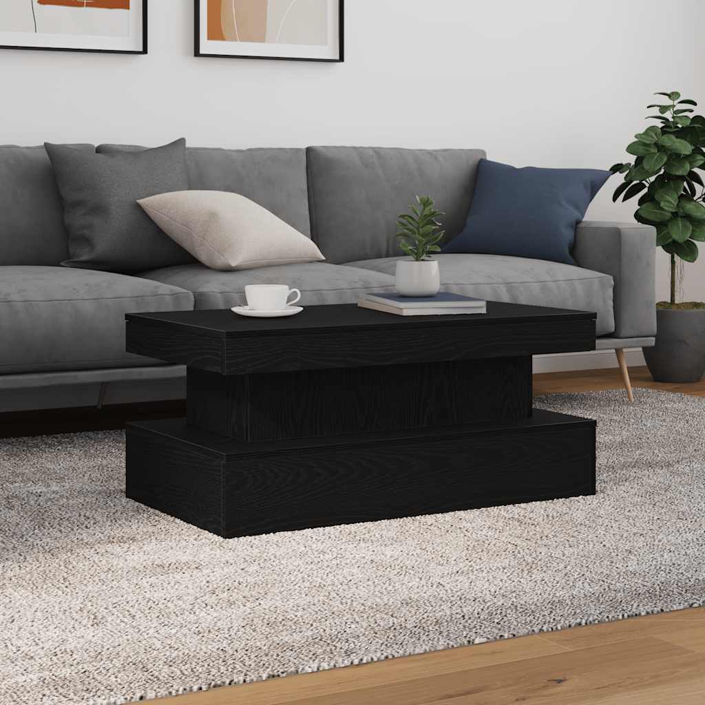 vidaXL Stolik kawowy z oświetleniem LED, czarny dąb, 90x50x40 cm