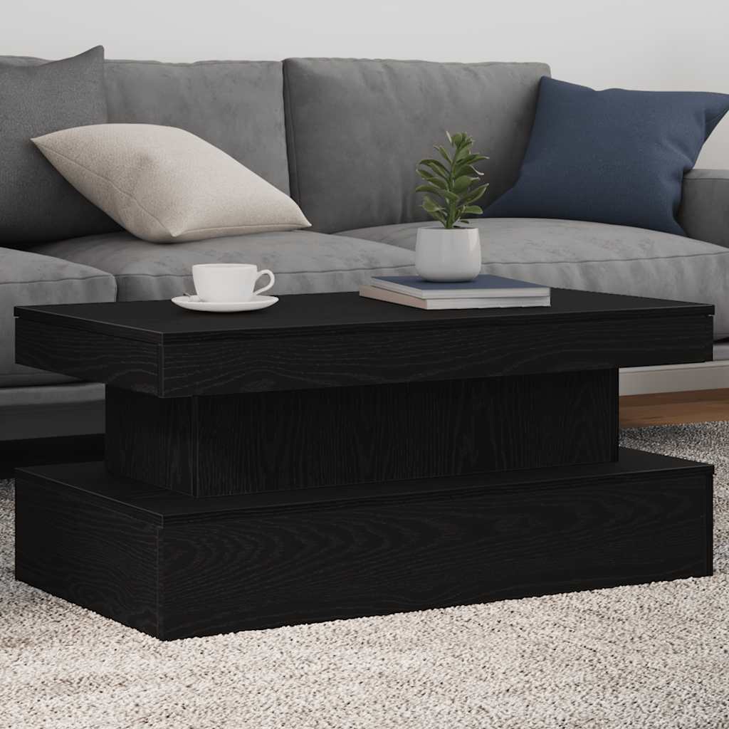 vidaXL Stolik kawowy z oświetleniem LED, czarny dąb, 90x50x40 cm