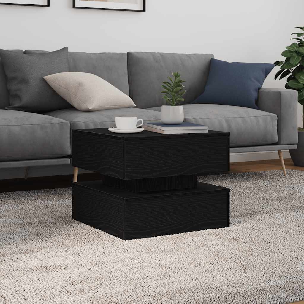 vidaXL Stolik kawowy z oświetleniem LED, czarny dąb, 50x50x40 cm