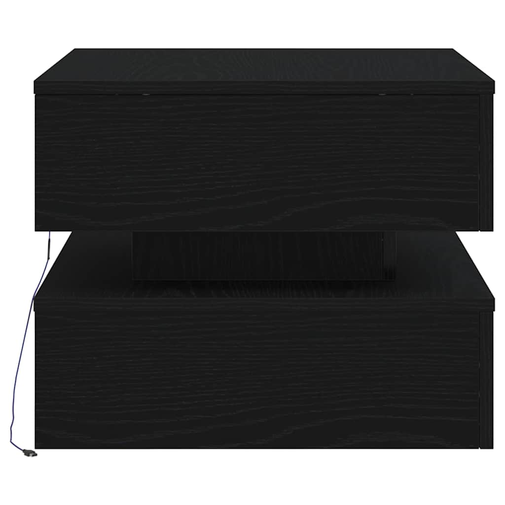 vidaXL Stolik kawowy z oświetleniem LED, czarny dąb, 50x50x40 cm