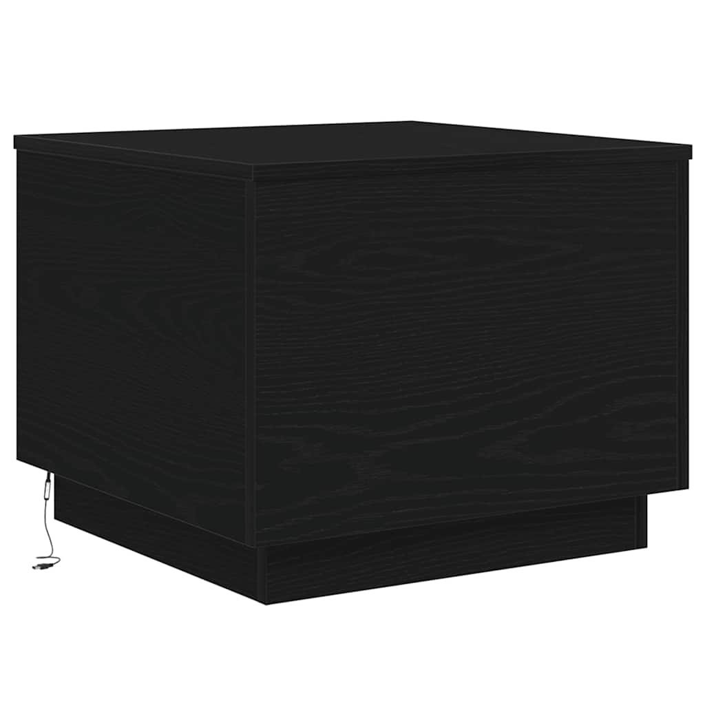 vidaXL Stolik kawowy z oświetleniem LED, czarny dąb, 50x50x40 cm