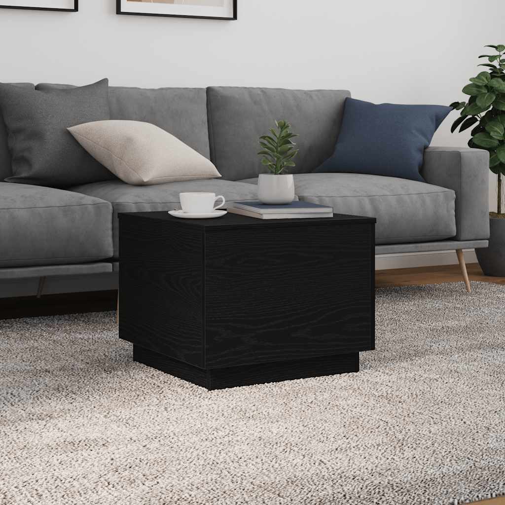 vidaXL Stolik kawowy z oświetleniem LED, czarny dąb, 50x50x40 cm