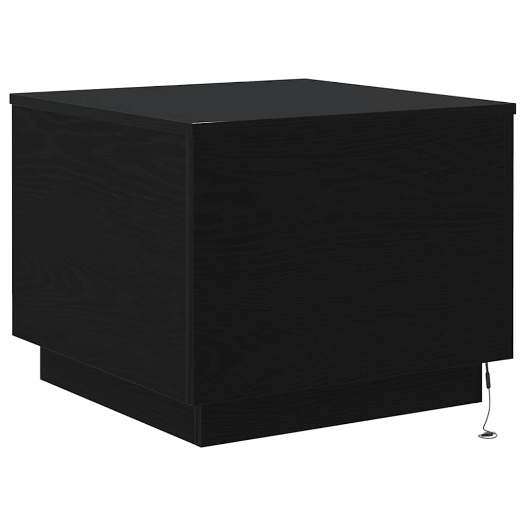 vidaXL Stolik kawowy z oświetleniem LED, czarny dąb, 50x50x40 cm