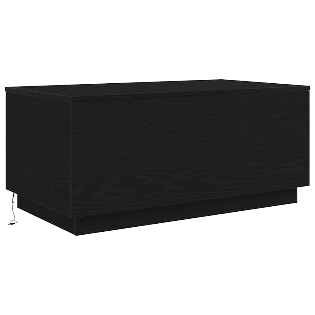 vidaXL Stolik kawowy z oświetleniem LED, czarny dąb, 90x50x40 cm