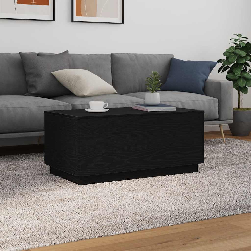 vidaXL Stolik kawowy z oświetleniem LED, czarny dąb, 90x50x40 cm