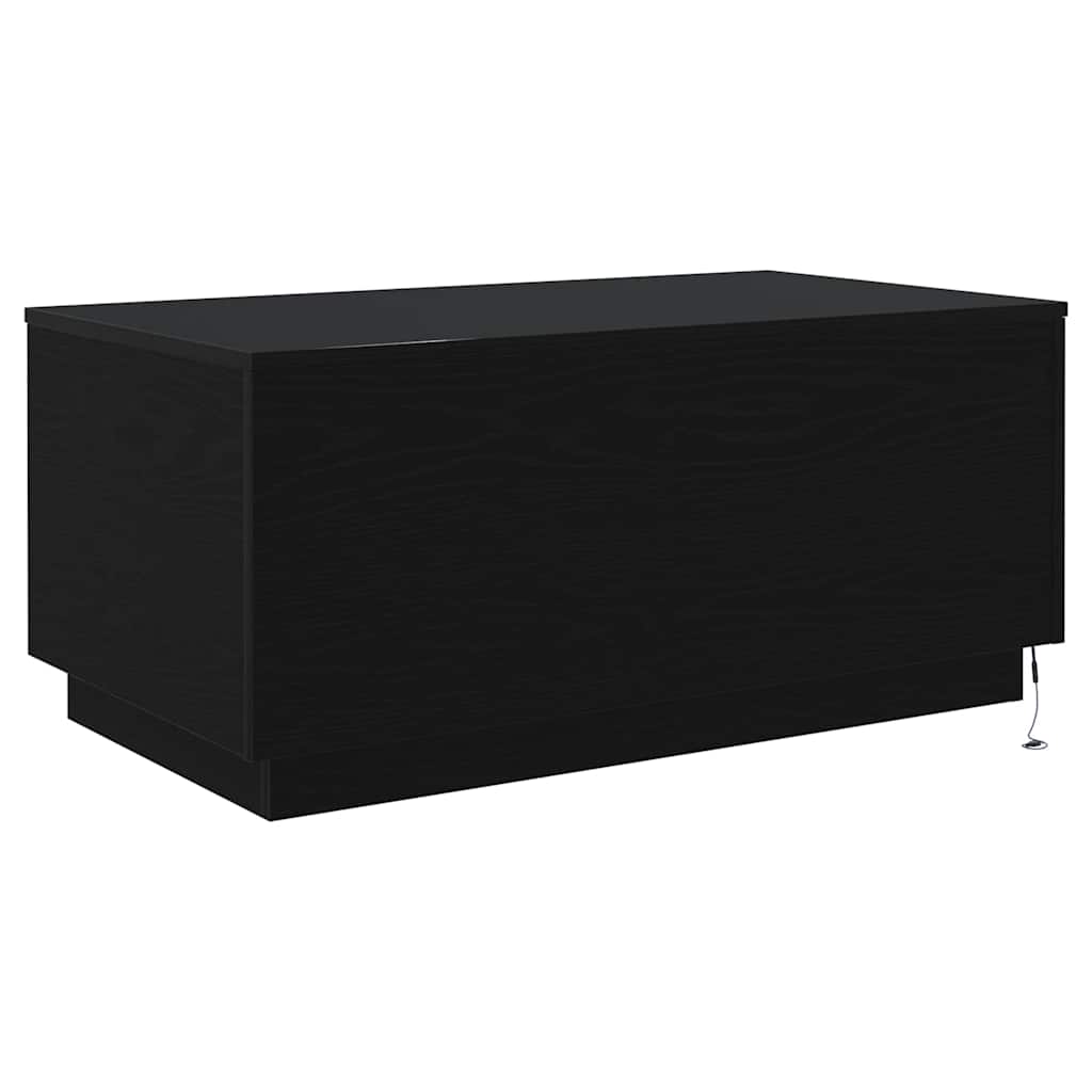 vidaXL Stolik kawowy z oświetleniem LED, czarny dąb, 90x50x40 cm