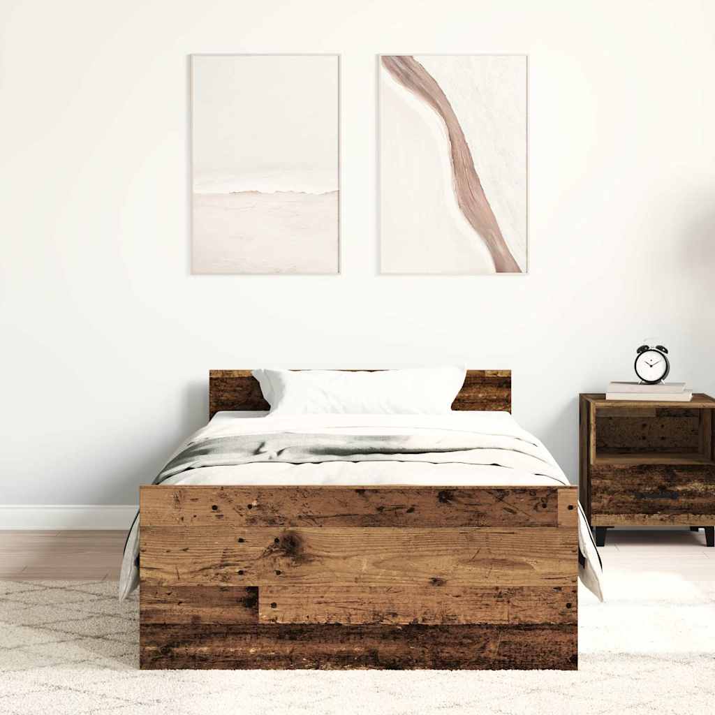 vidaXL Rama łóżka bez materaca, stare drewno, 75x190 cm
