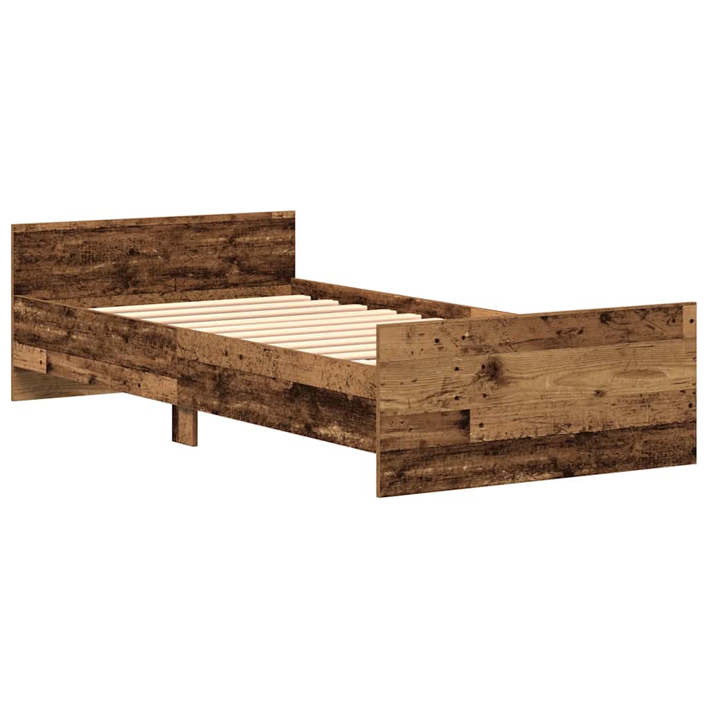vidaXL Rama łóżka bez materaca, stare drewno, 75x190 cm