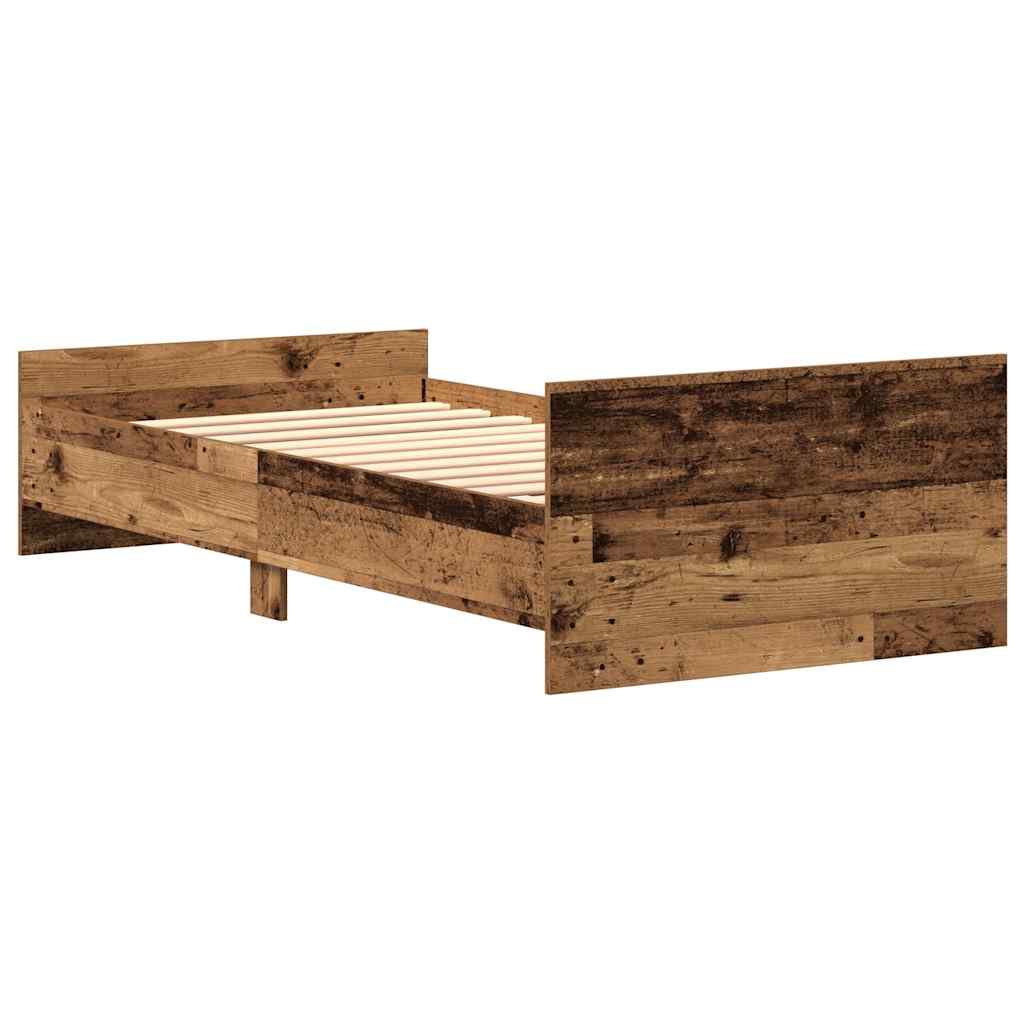 vidaXL Rama łóżka bez materaca, stare drewno, 75x190 cm