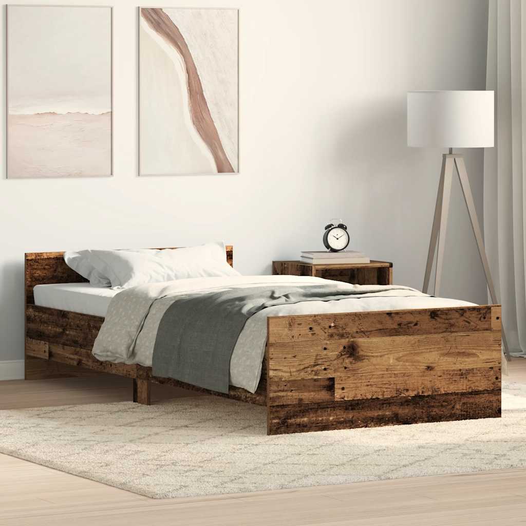 vidaXL Rama łóżka bez materaca, stare drewno, 75x190 cm