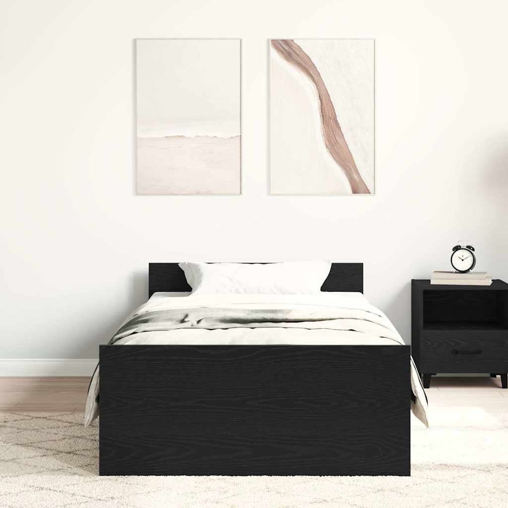 vidaXL Łóżko bez materaca, czarny dąb, 90x200 cm
