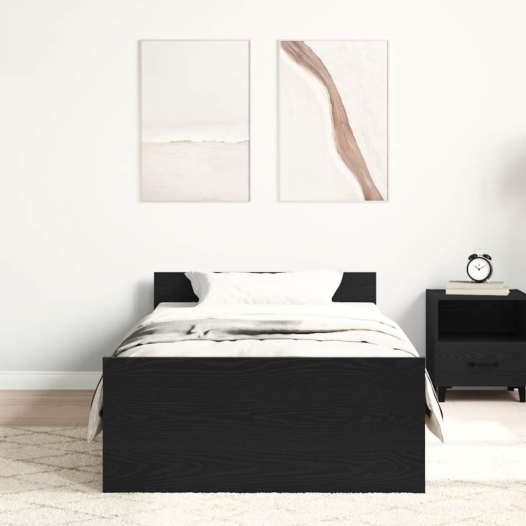 vidaXL Łóżko bez materaca, czarny dąb, 100x200 cm