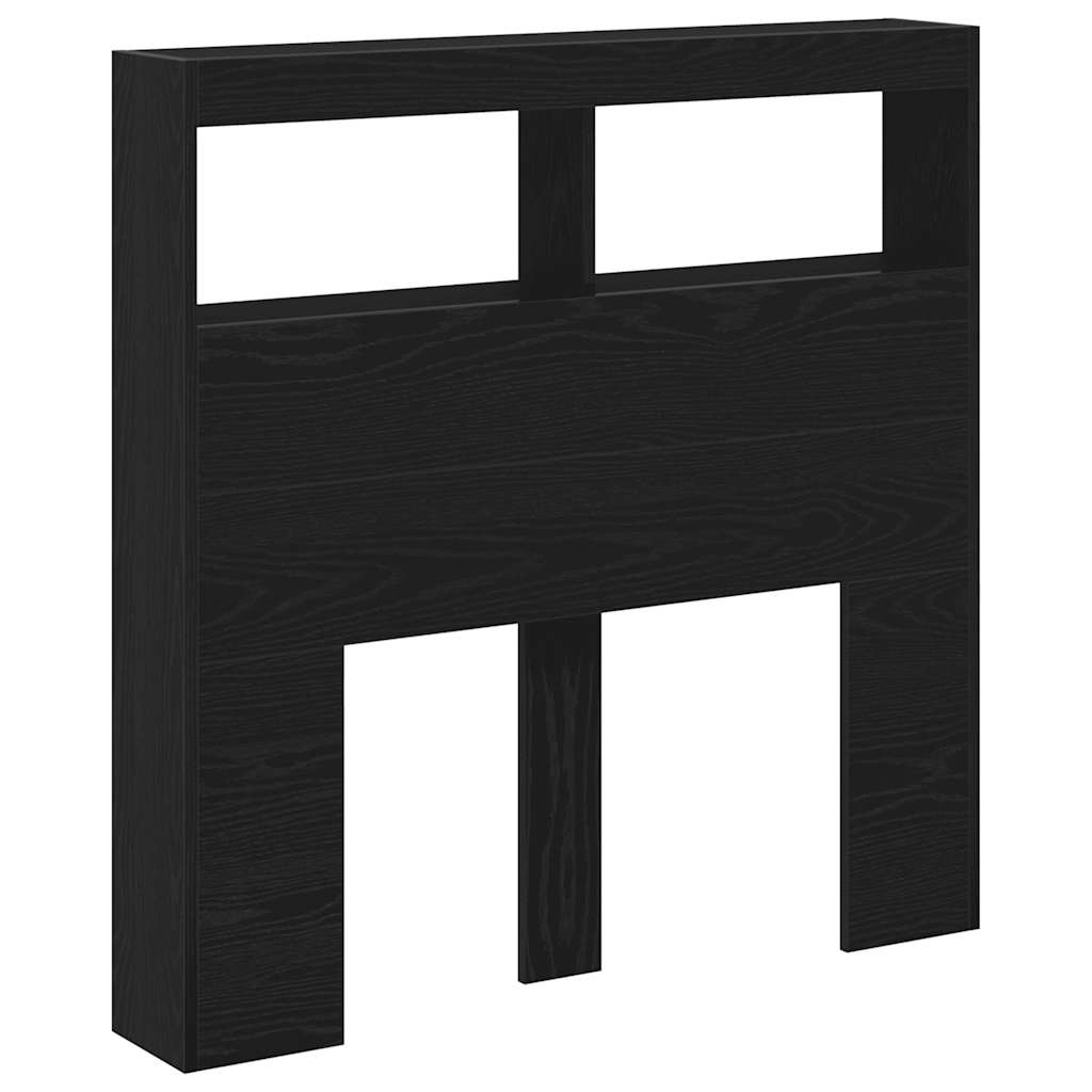 vidaXL Zagłówek z półkami i LED, czarny dąb, 100x17x102 cm