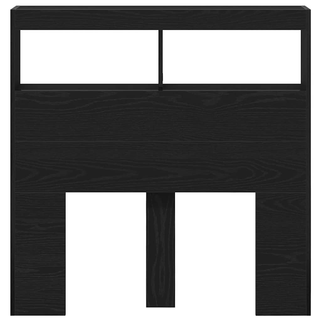 vidaXL Zagłówek z półkami i LED, czarny dąb, 100x17x102 cm