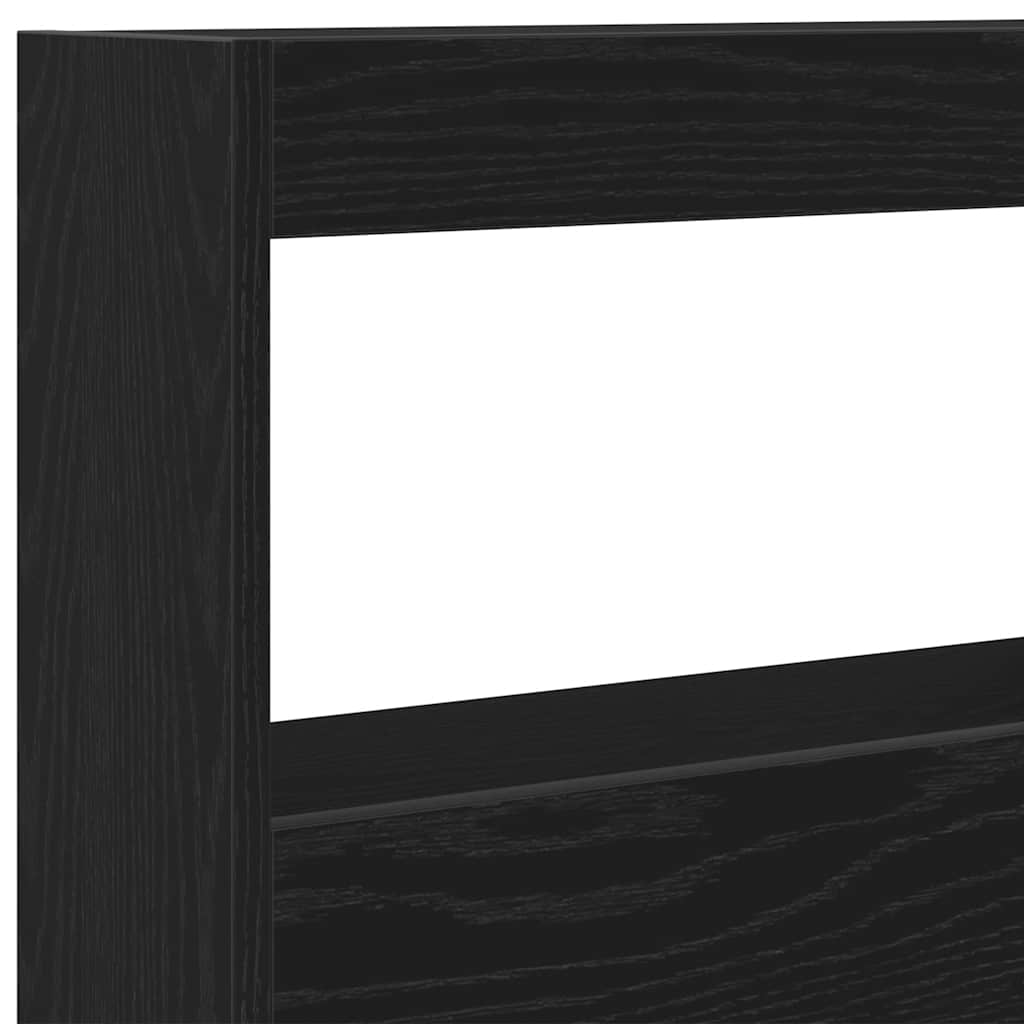 vidaXL Zagłówek z półkami i LED, czarny dąb, 100x17x102 cm