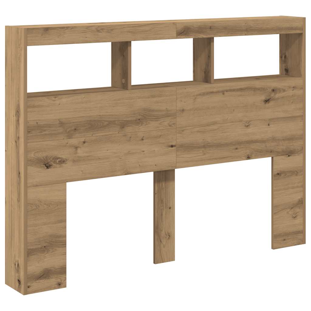 vidaXL Zagłówek z półkami i LED, dąb artisan, 140x17x102 cm