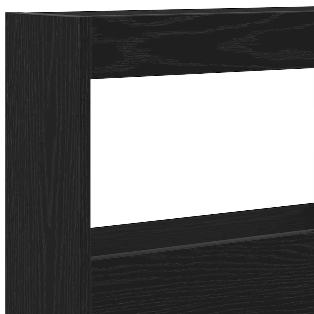 vidaXL Zagłówek z półkami i LED, czarny dąb, 140x17x102 cm