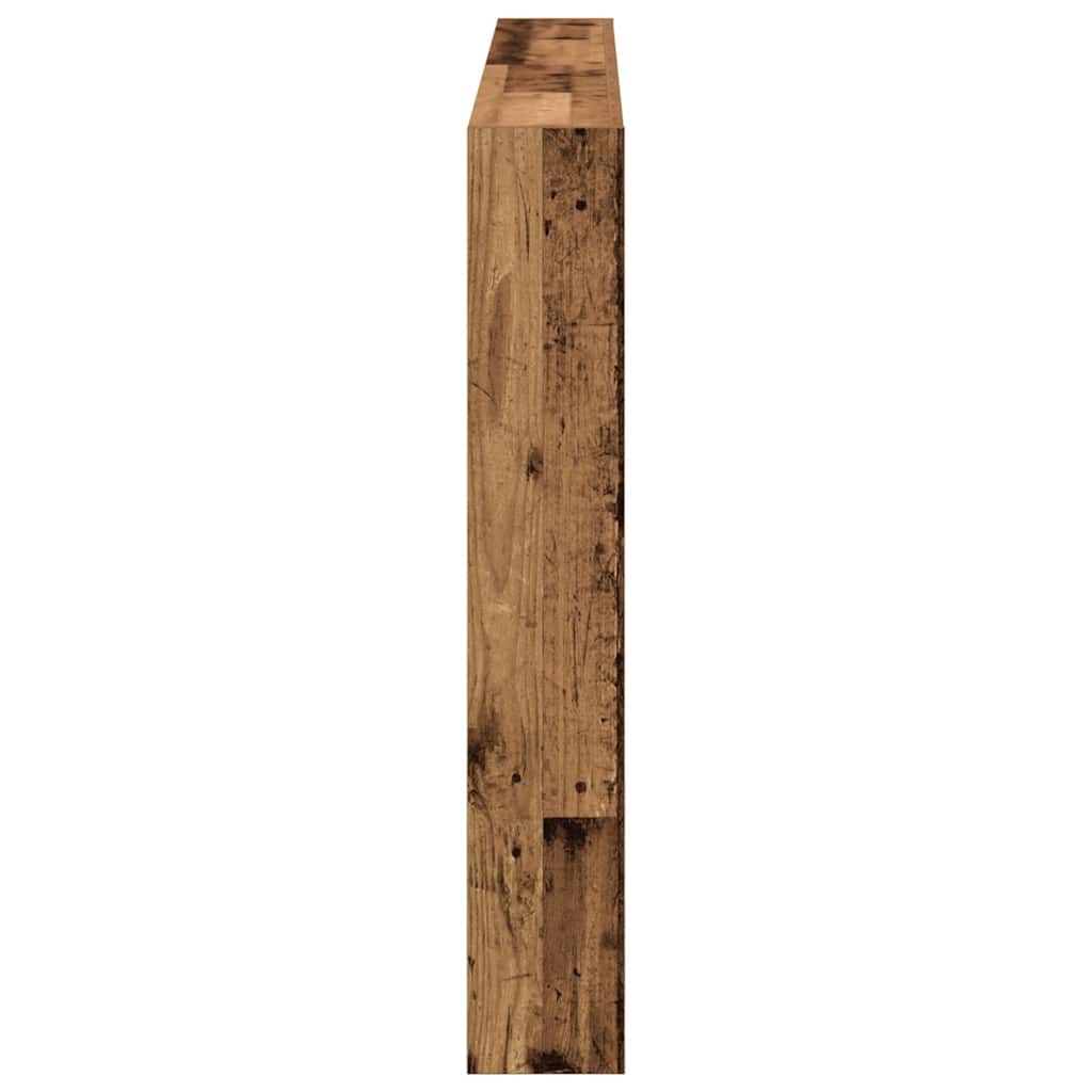 vidaXL Zagłówek z półkami i LED, stare drewno, 160x17x102 cm