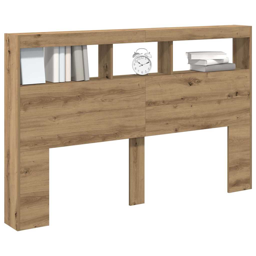 vidaXL Zagłówek z półkami i LED, dąb artisan, 160x17x102 cm