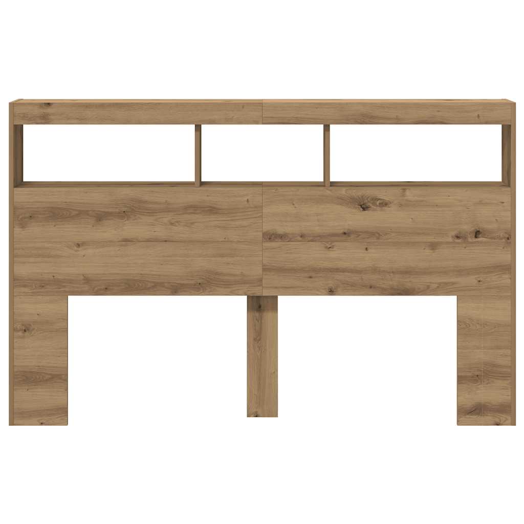 vidaXL Zagłówek z półkami i LED, dąb artisan, 160x17x102 cm