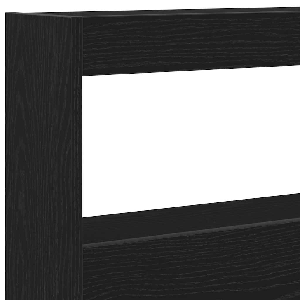 vidaXL Zagłówek z półkami i LED, czarny dąb, 160x17x102 cm