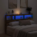 vidaXL Zagłówek z półkami i LED, stare drewno, 180x17x102 cm