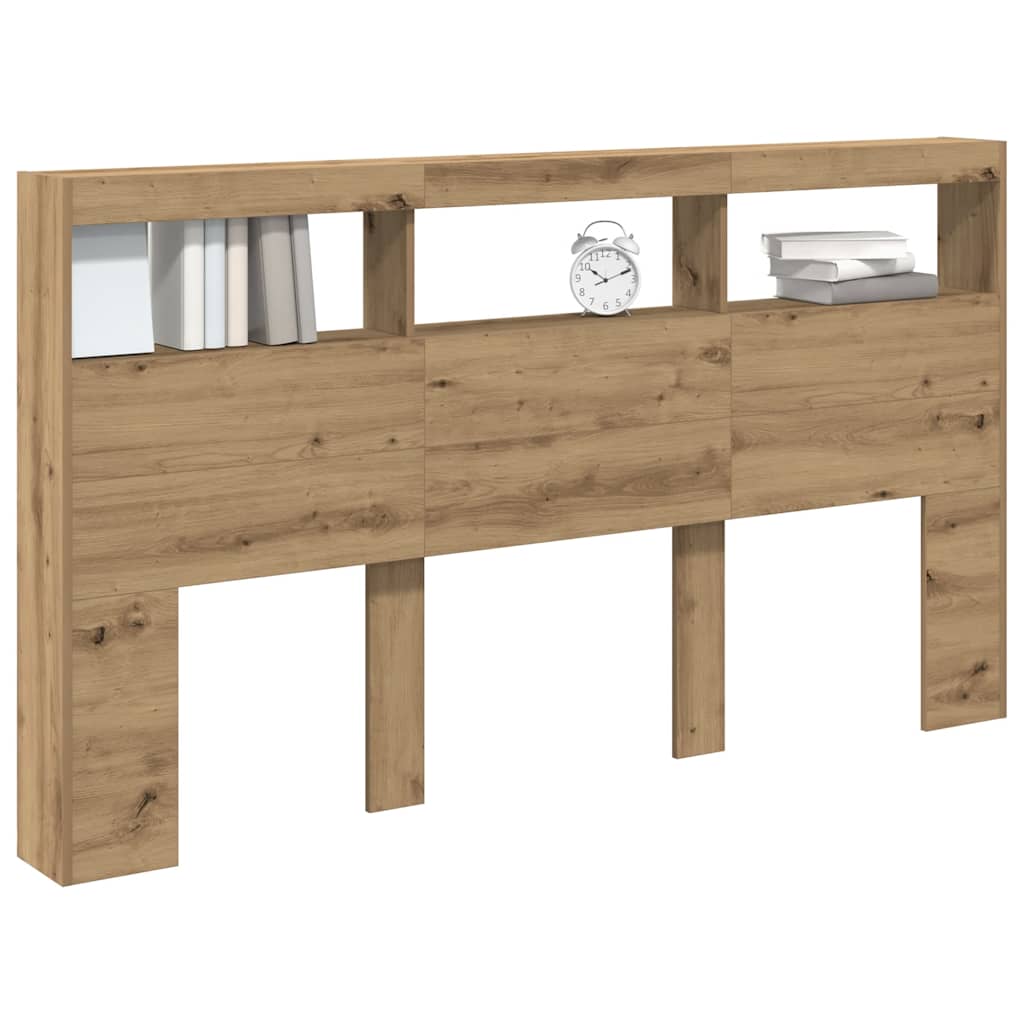 vidaXL Zagłówek z półkami i LED, dąb artisan, 180x17x102 cm