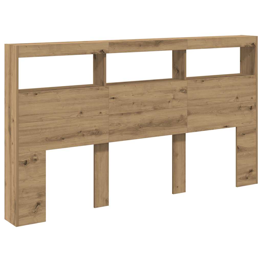 vidaXL Zagłówek z półkami i LED, dąb artisan, 180x17x102 cm