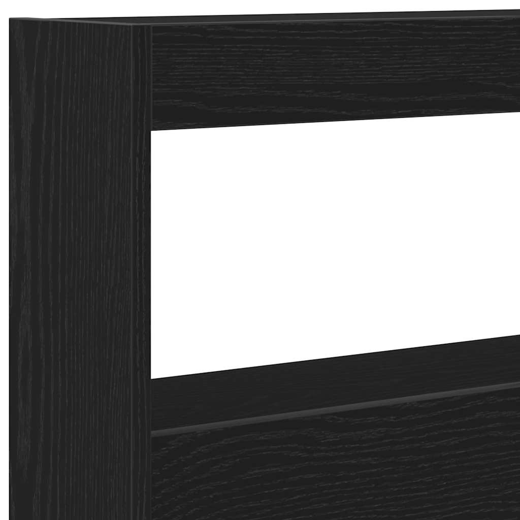 vidaXL Zagłówek z półkami i LED, czarny dąb, 180x17x102 cm