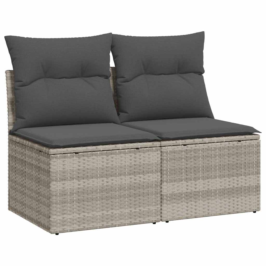 vidaXL 2-cz sofa ogrodowa z poduszkami, jasnoszary, rattan PE i akacja