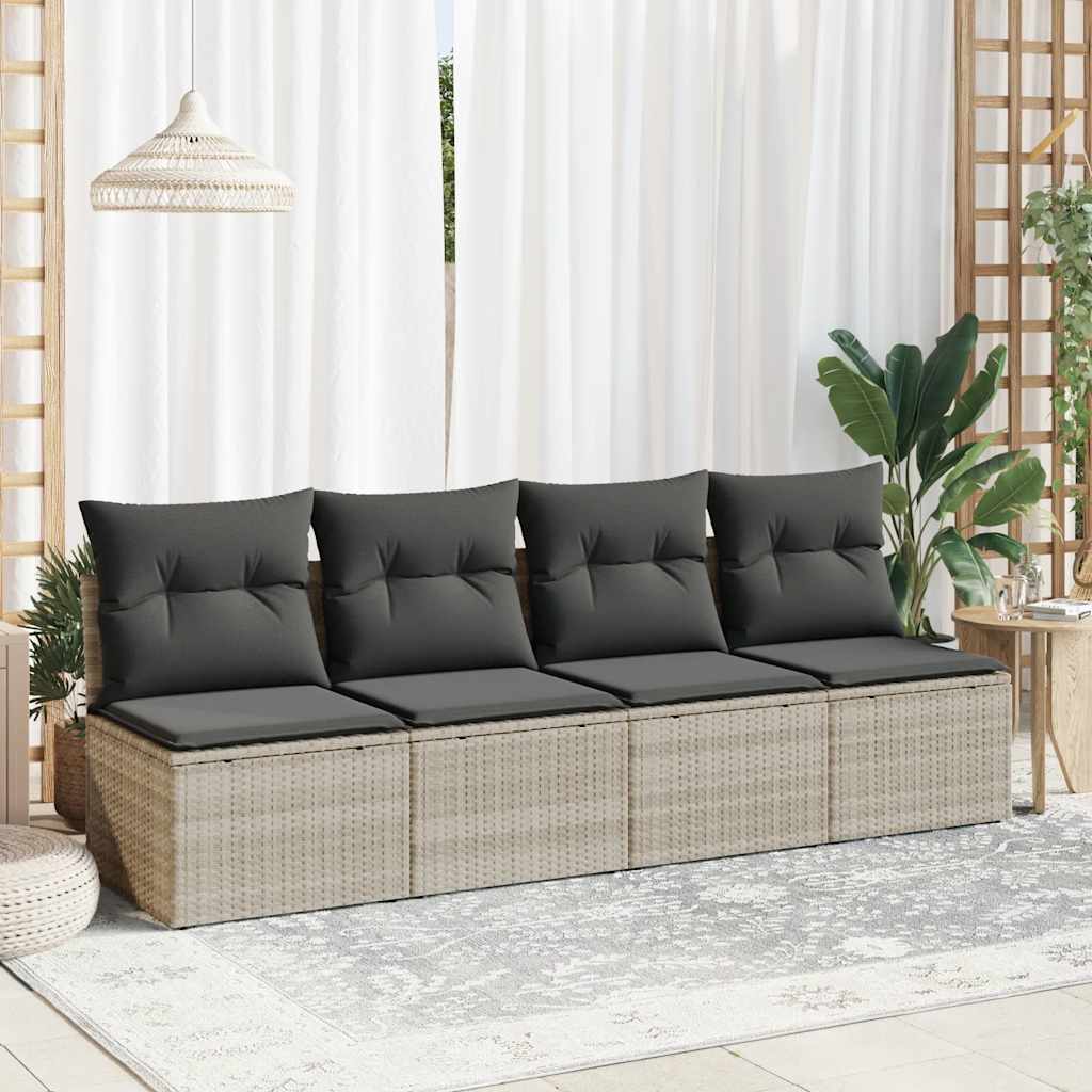 vidaXL 2-cz sofa ogrodowa z poduszkami, jasnoszary, rattan PE i akacja